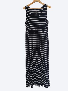 Navy Blue With White Stipes Sun Dress